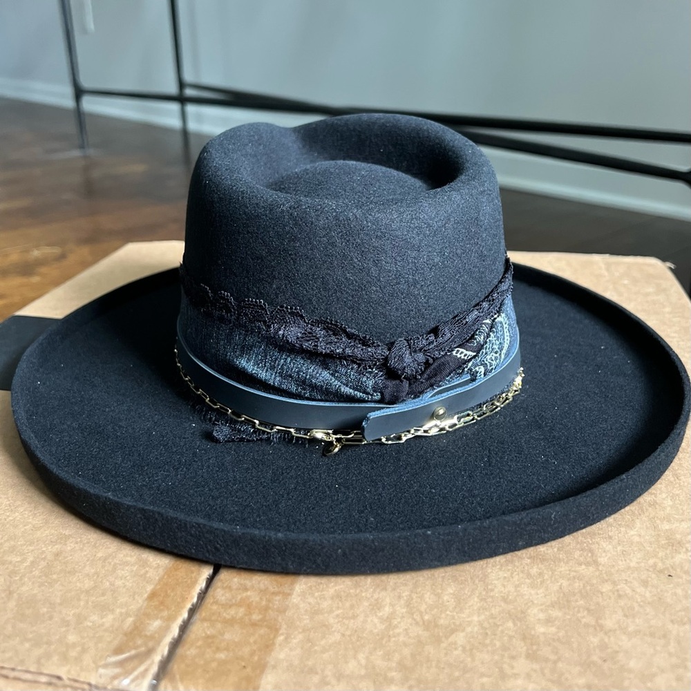 NEVER WORN! BRAND NEW IN BOX Limited Edition Gigi Pip x Two Roads Black Hat